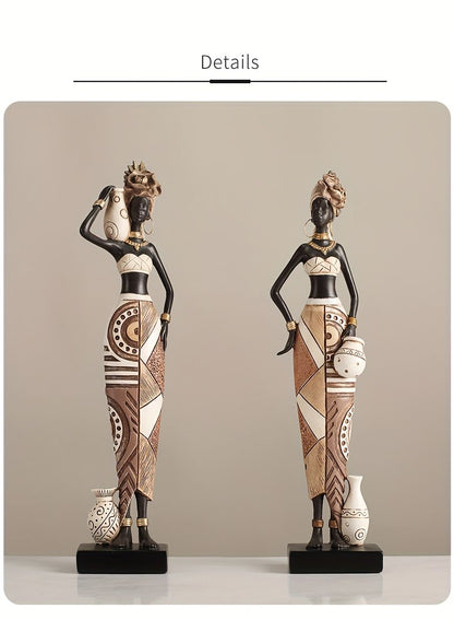 African Tribal Resin Figurines Hand-Painted Geometric Patterns 5 Styles