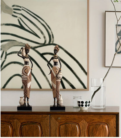 African Tribal Resin Figurines Hand-Painted Geometric Patterns 5 Styles
