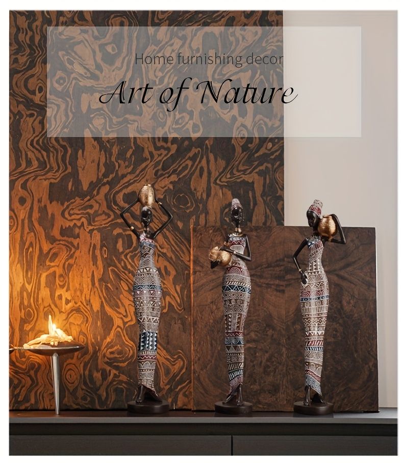 African Tribal Woman Statue 41.9cm Hand-Painted Resin Figurine