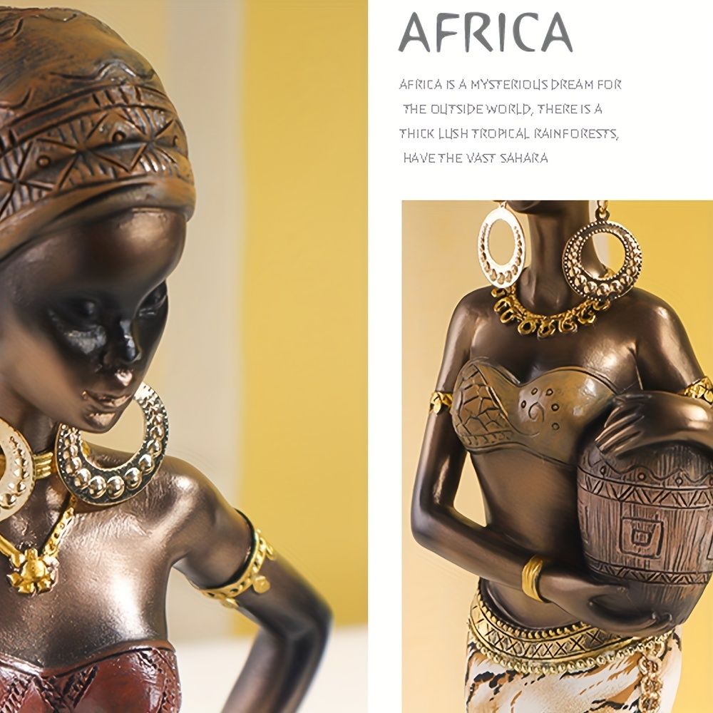 Vintage Afro-Chic Resin Woman Bust Ornamental Sculpture