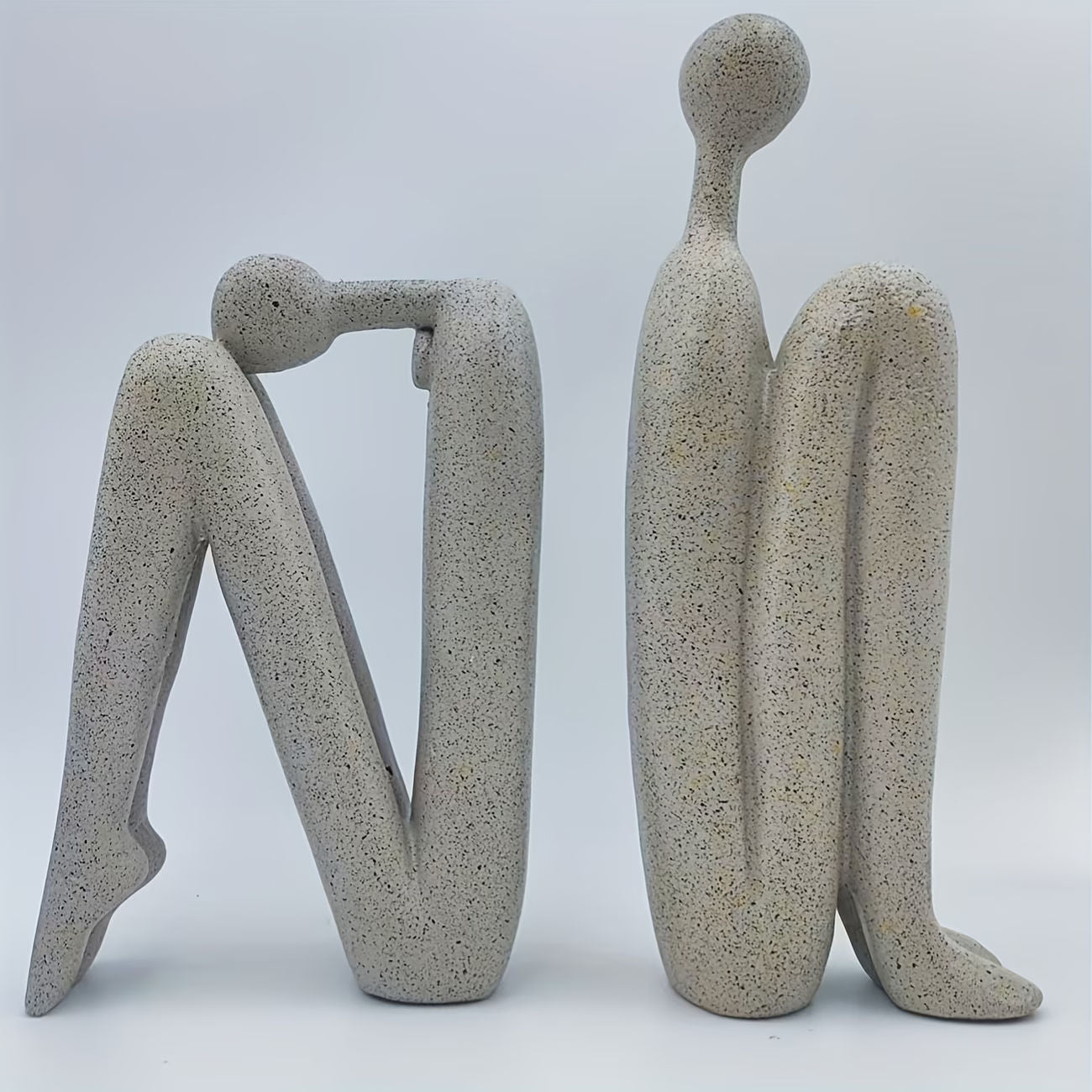 Modern Resin Seated Human Figure Bookends 2 Pieces