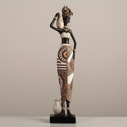 African Tribal Resin Figurines Hand-Painted Geometric Patterns 5 Styles