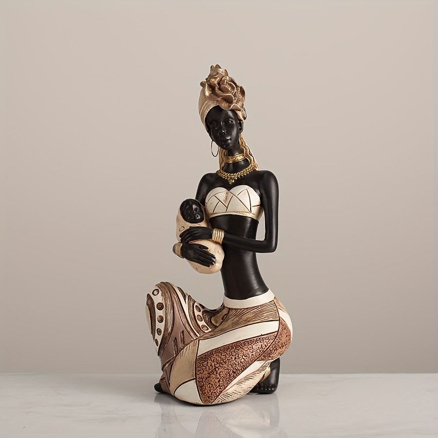 African Tribal Resin Figurines Hand-Painted Geometric Patterns 5 Styles