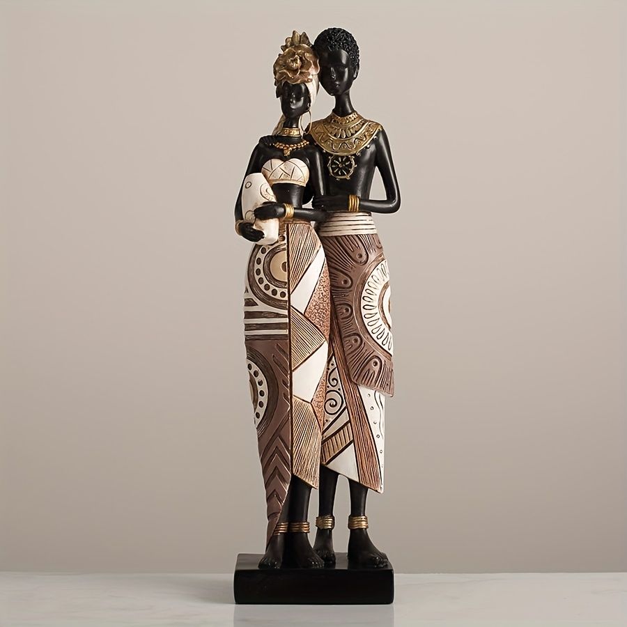 African Tribal Resin Figurines Hand-Painted Geometric Patterns 5 Styles