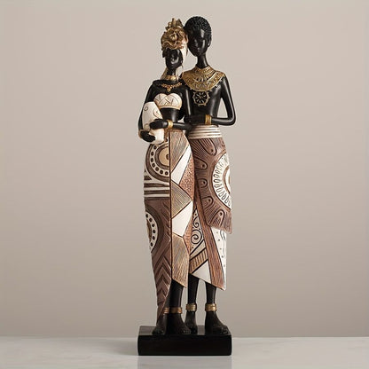 African Tribal Resin Figurines Hand-Painted Geometric Patterns 5 Styles