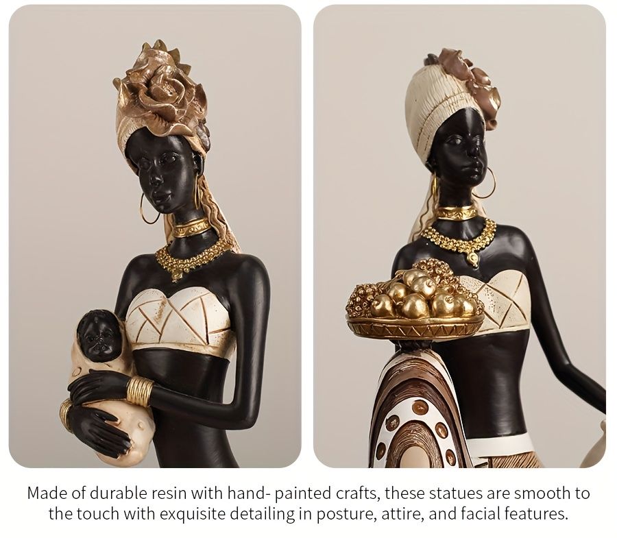 African Tribal Resin Figurine Hand-Painted Geometric Patterns 5 Styles