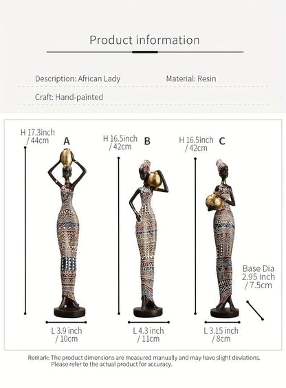 African Tribal Woman Statue 41.9cm Hand-Painted Resin Figurine