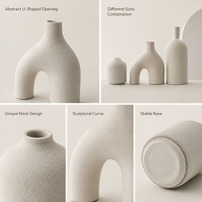 3-Piece Irregular Light Grey PLA Vase Set for Dried Flowers