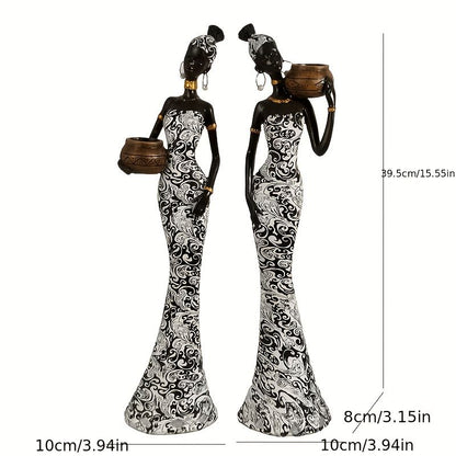 Elegant Woman Sculpture Vase with Black and White Totem 39.29cm