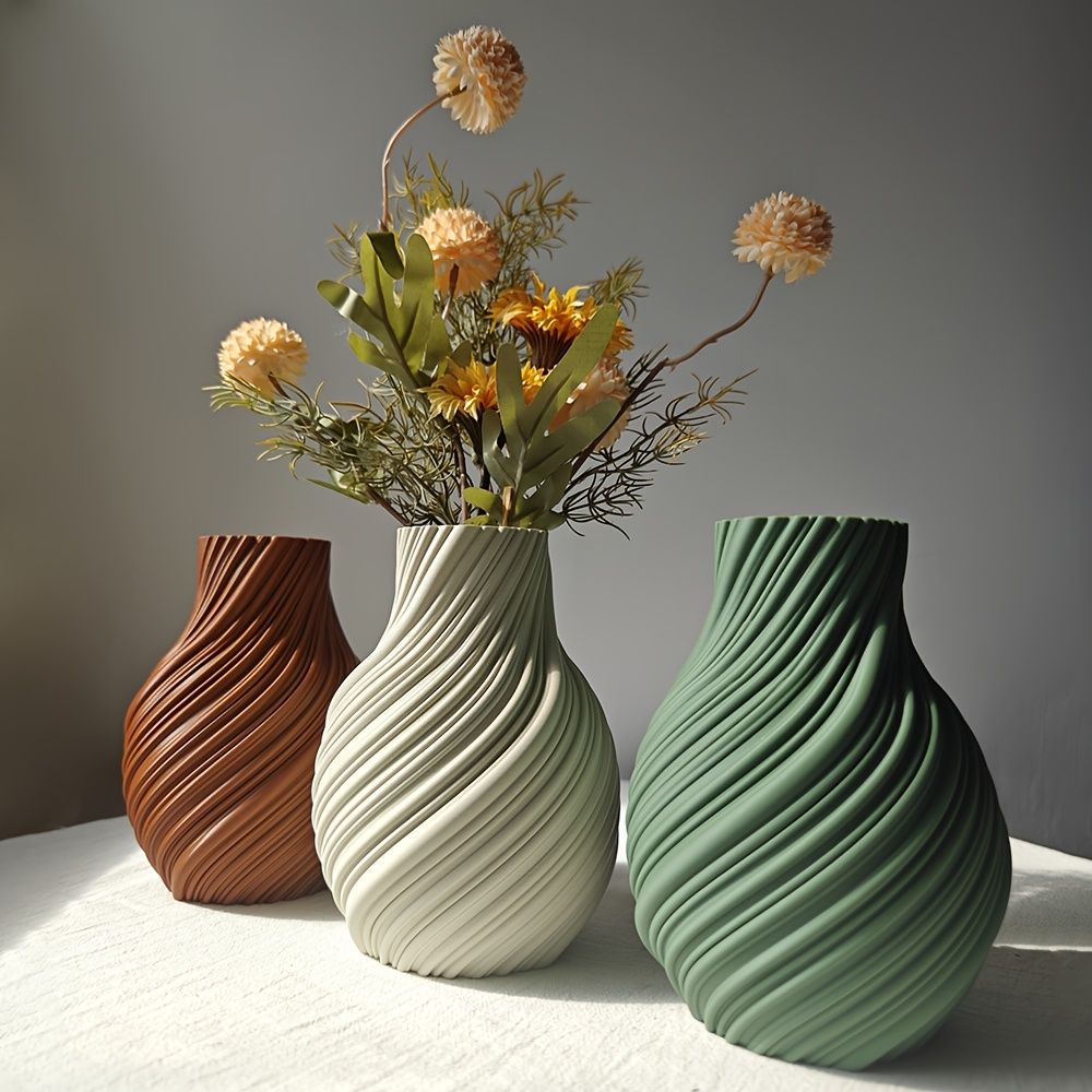 Twisted Plastic Vase Nordic Home Decor Living Room Entryway Centerpiece