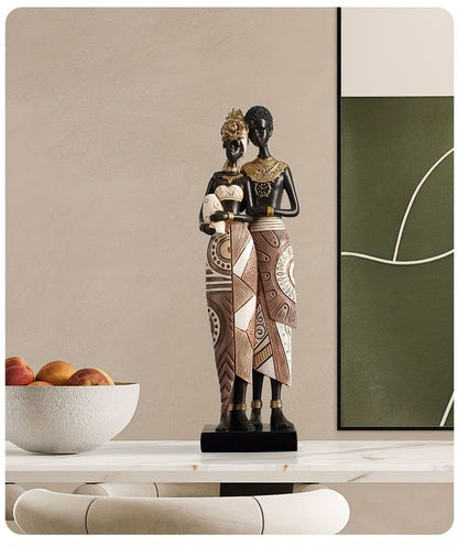 African Tribal Resin Figurines Hand-Painted Geometric Patterns 5 Styles