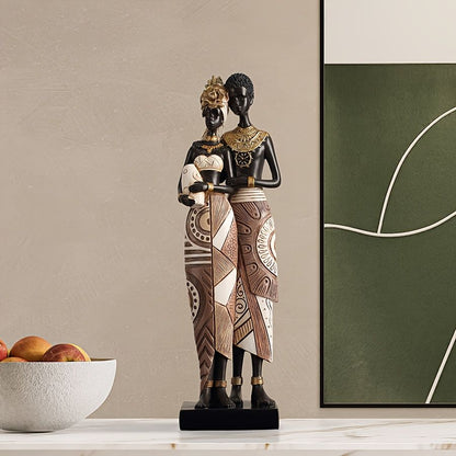 African Tribal Resin Figurines Hand-Painted Geometric Patterns 5 Styles