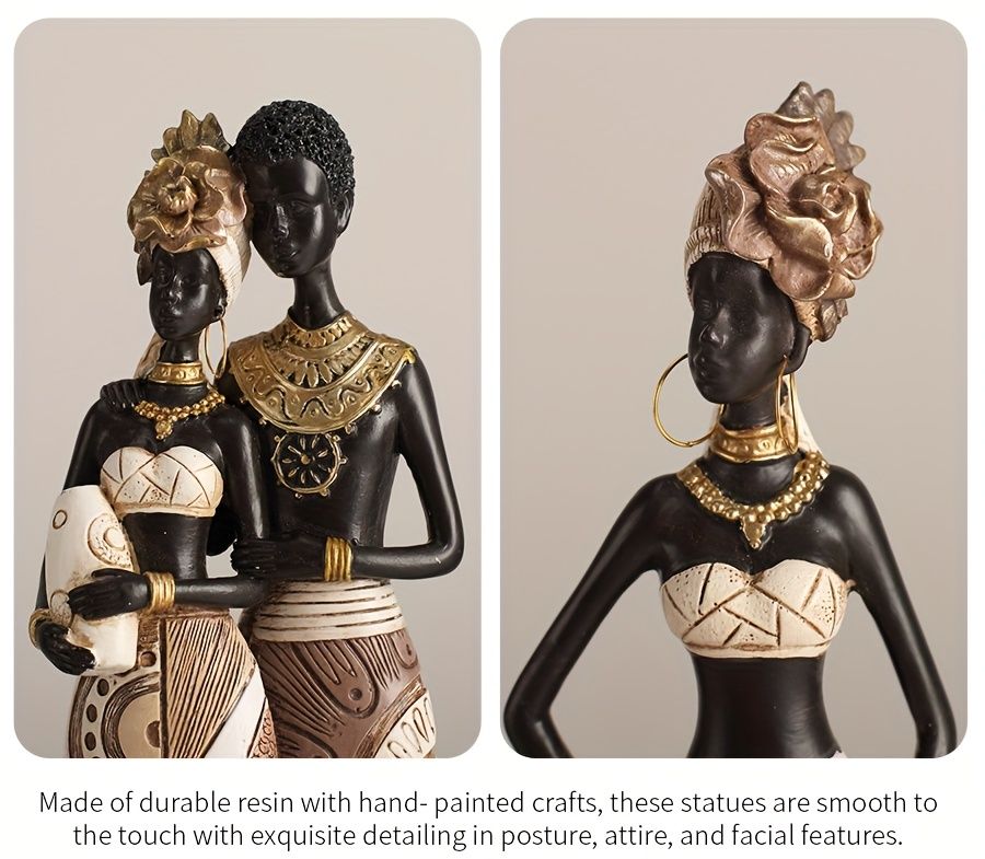 African Tribal Resin Figurines Hand-Painted Geometric Patterns 5 Styles