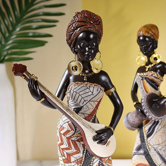 African Tribal Figurine Vintage Resin Statue Home Decor Ornament