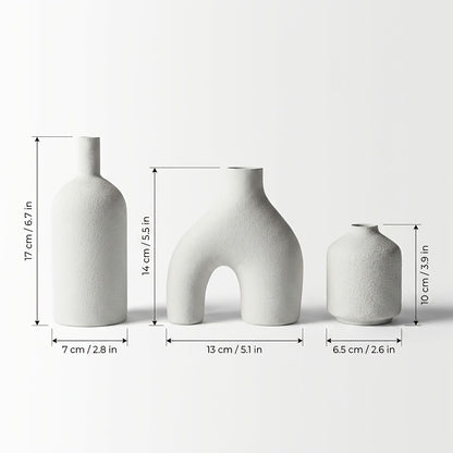 3-Piece Irregular Light Grey PLA Vase Set for Dried Flowers