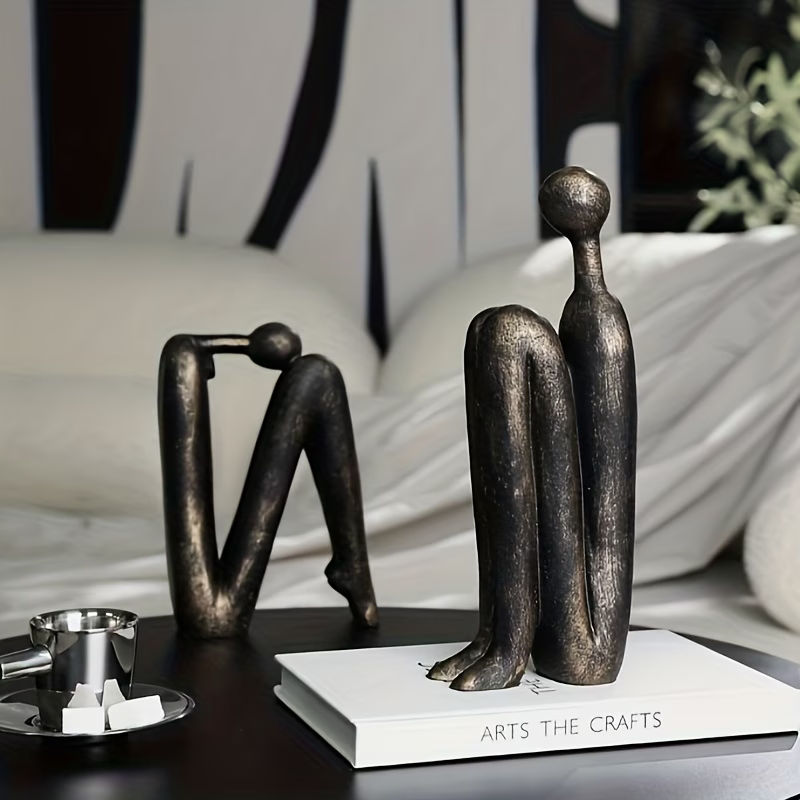 Modern Resin Seated Human Figure Bookends 2 Pieces