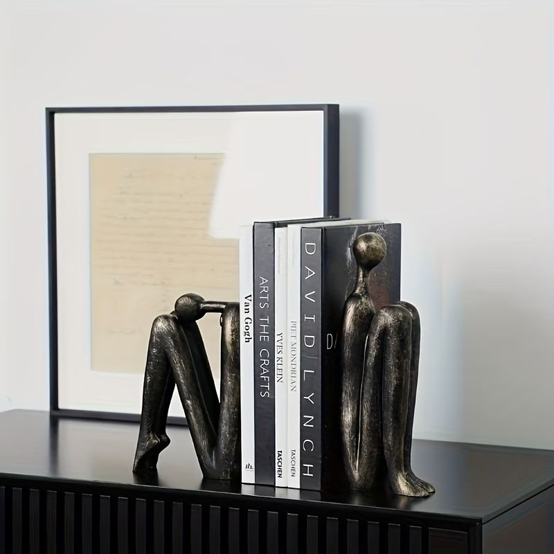 Modern Resin Seated Human Figure Bookends 2 Pieces
