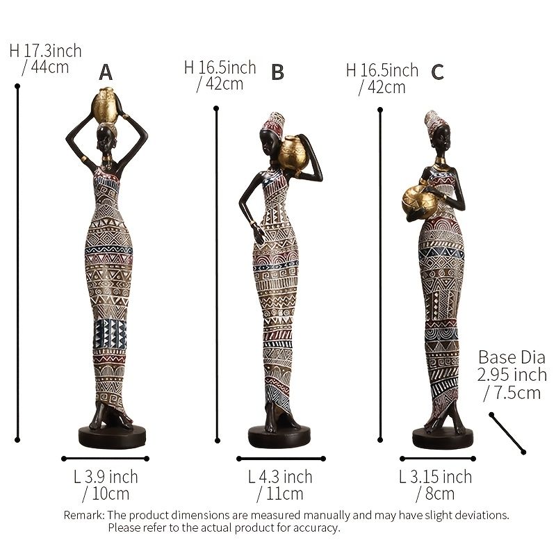 African Tribal Woman Statue 41.9cm Hand-Painted Resin Figurine