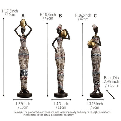 African Tribal Woman Statue 41.9cm Hand-Painted Resin Figurine