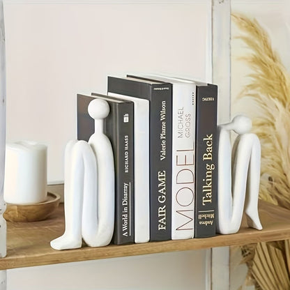 Modern Resin Seated Human Figure Bookends 2 Pieces