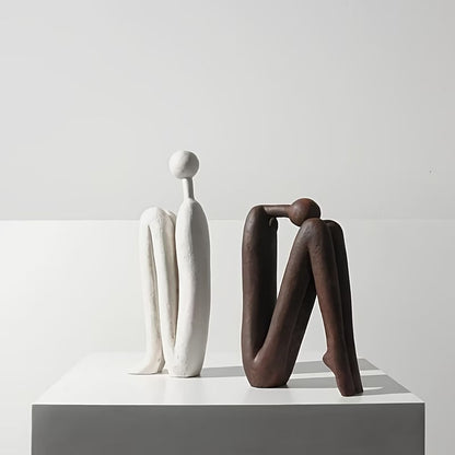 Modern Resin Seated Human Figure Bookends 2 Pieces