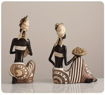 African Tribal Resin Figurines Hand-Painted Geometric Patterns 5 Styles