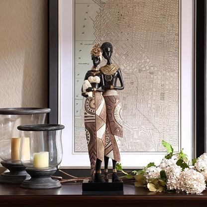 African Tribal Resin Figurines Hand-Painted Geometric Patterns 5 Styles