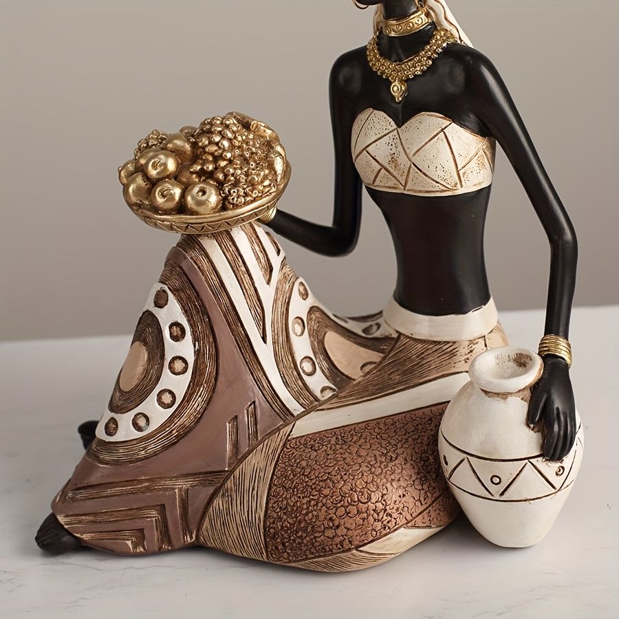 African Tribal Resin Figurine Hand-Painted Geometric Patterns 5 Styles
