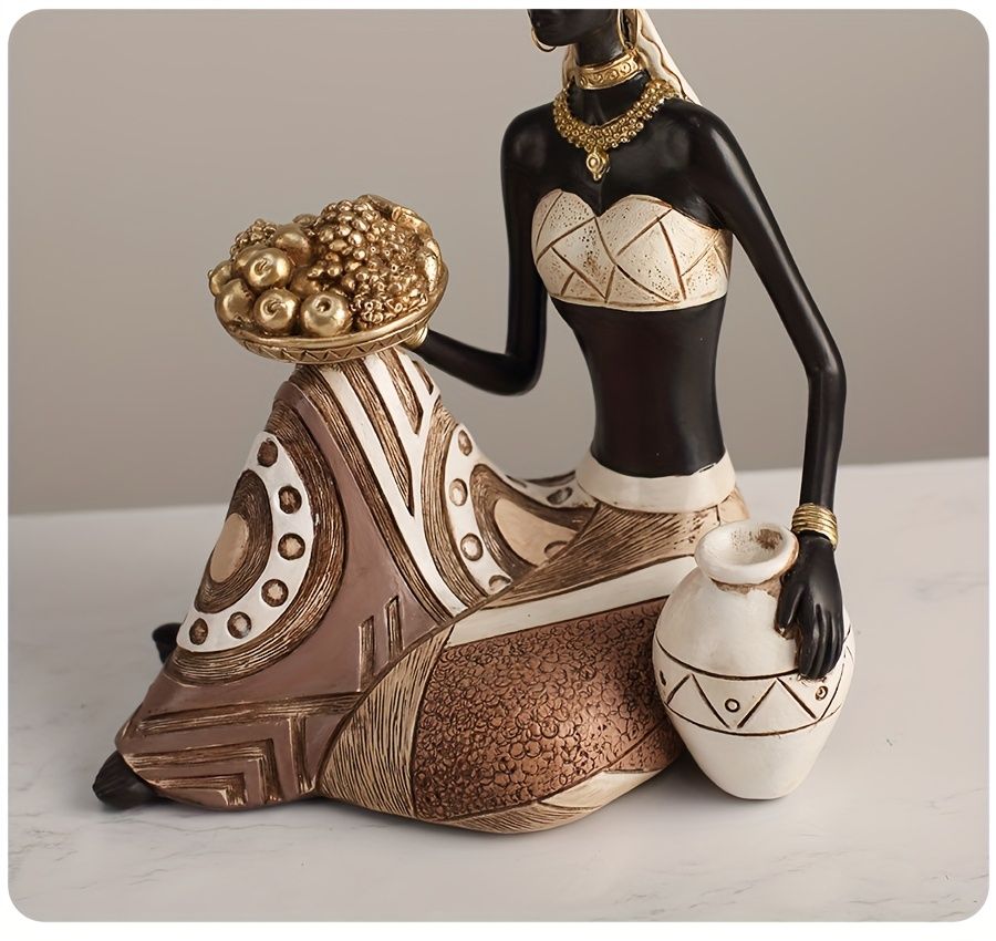 African Tribal Resin Figurine Hand-Painted Geometric Patterns 5 Styles