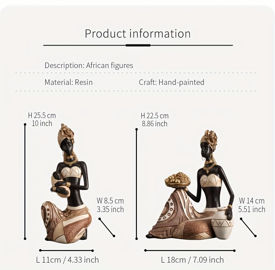 African Tribal Resin Figurine Hand-Painted Geometric Patterns 5 Styles