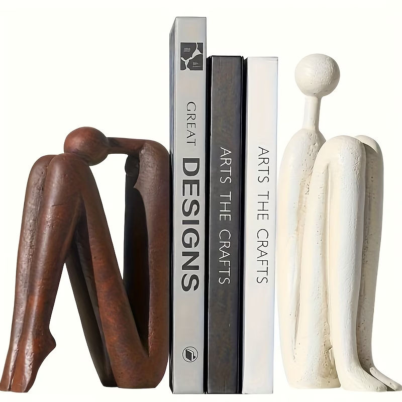 Modern Resin Seated Human Figure Bookends 2 Pieces