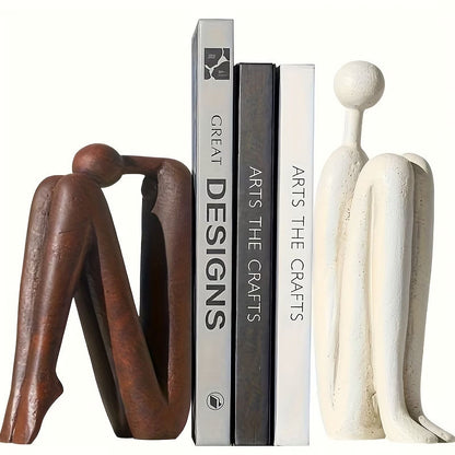 Modern Resin Seated Human Figure Bookends 2 Pieces
