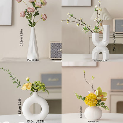 4-Piece Bohemian Style Decorative Vase Set Cylinder Plastic for Dried Flowers