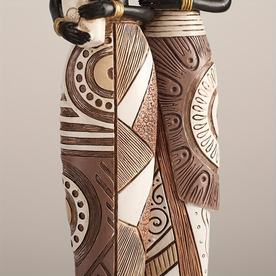 African Tribal Resin Figurines Hand-Painted Geometric Patterns 5 Styles