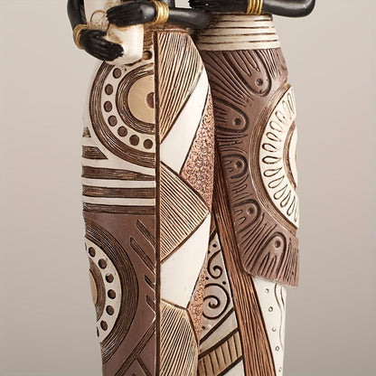 African Tribal Resin Figurines Hand-Painted Geometric Patterns 5 Styles