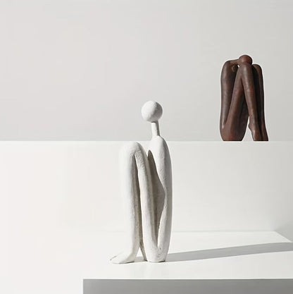 Modern Resin Seated Human Figure Bookends 2 Pieces