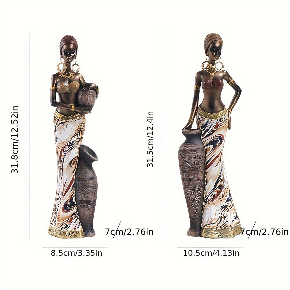 Vintage Afro-Chic Resin Woman Bust Ornamental Sculpture