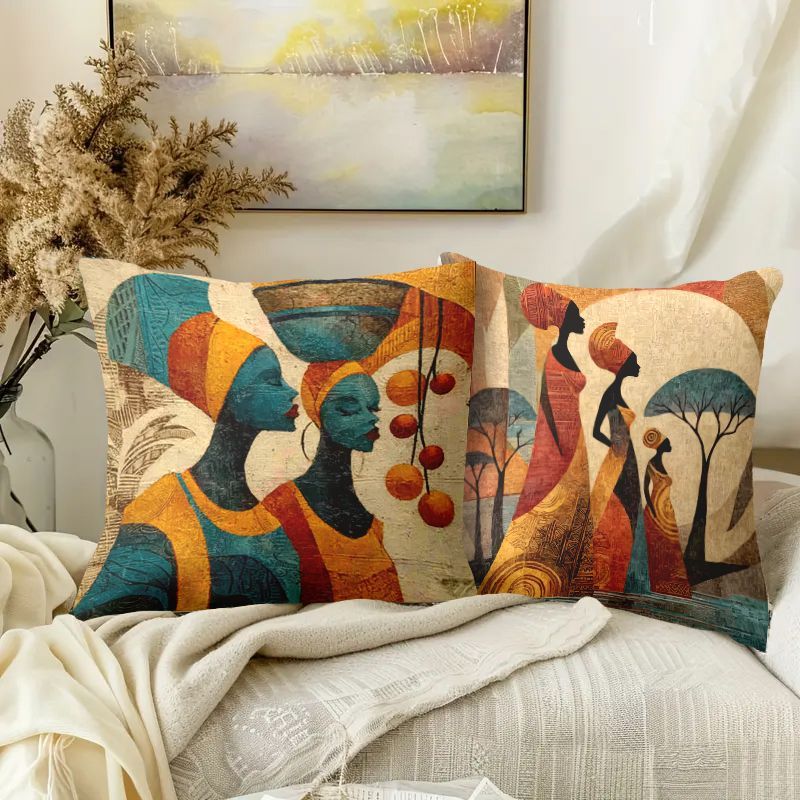 African Women Silhouette Cushion Cover Set of 4 45cm