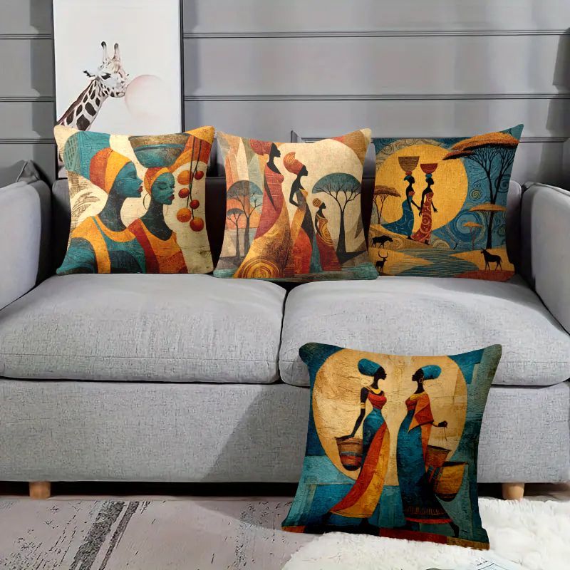 African Women Silhouette Cushion Cover Set of 4 45cm