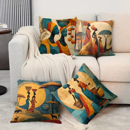 African Women Silhouette Cushion Cover Set of 4 45cm